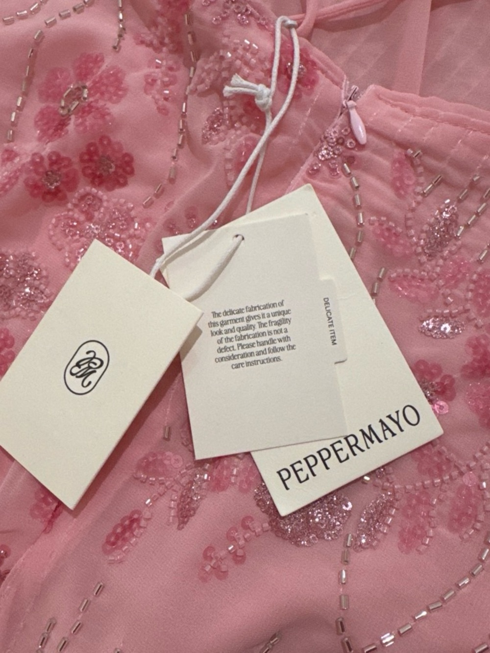 Peppermayo Pink Sequin Embroidered Slip Dress - Picture 5 of 5